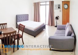 fully furnished studio unit with balcony in paseo parkview suites for rent!