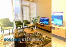 fully furnished 2-bedroom unit with balcony & parking for rent in proscenium at rockwell