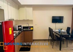 fully furnished studio unit with balcony & parking for rent in venice luxury residences