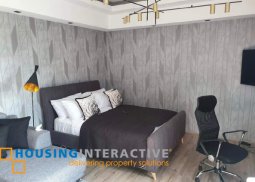 modern minimalist cozy studio unit grey accent interior