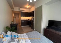 fully furnished move-in ready studio unit for lease/rent at the proscenium in rockwell
