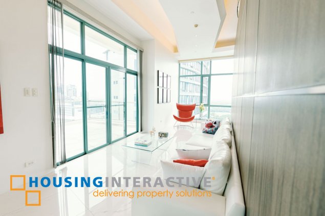 fully furnished 3br penthouse unit with parking for sale in bellagio one