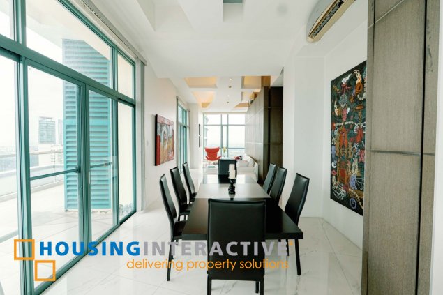 fully furnished 3br penthouse unit with parking for sale in bellagio one