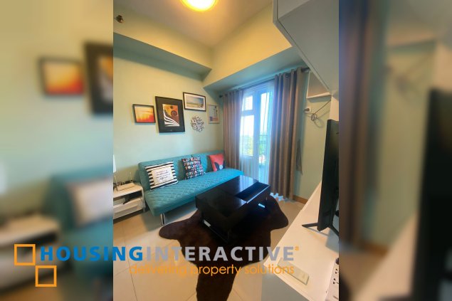 fully furnished 1br unit with balcony for rent in trion towers