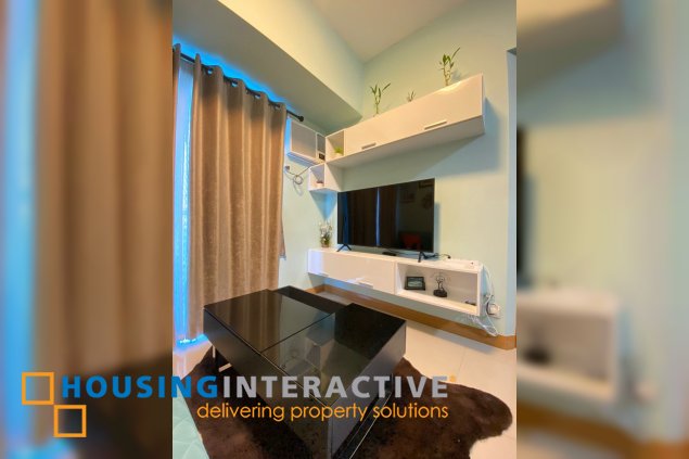 fully furnished 1br unit with balcony for rent in trion towers