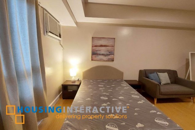 fully furnished studio unit with parking for sale in the grove by rockwell