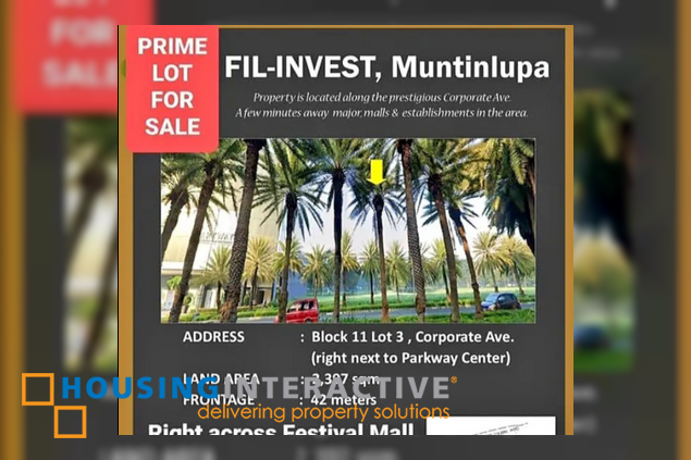 prime commercial lot for sale in filinvest alabang, muntinlupa