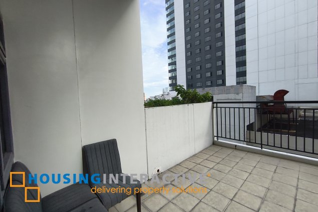fully-furnished 1 bedroom condo unit with a huge balcony/terrace at solstice towers at circuit makati for sale
