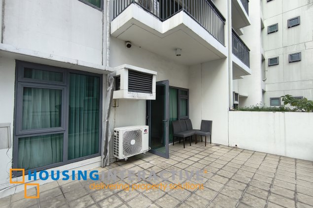 fully-furnished 1 bedroom condo unit with a huge balcony/terrace at solstice towers at circuit makati for sale