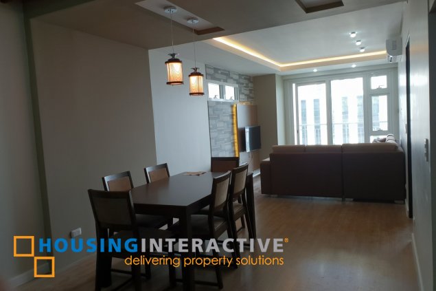 fully furnished 1br unit with balcony and parking for lease in two serendra