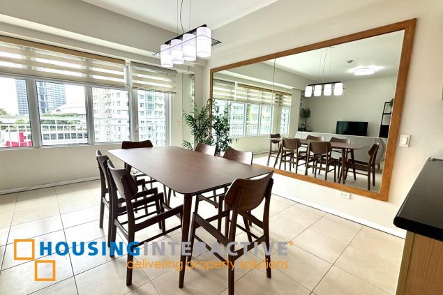fully furnished 2br unit with parking for lease in two serendra