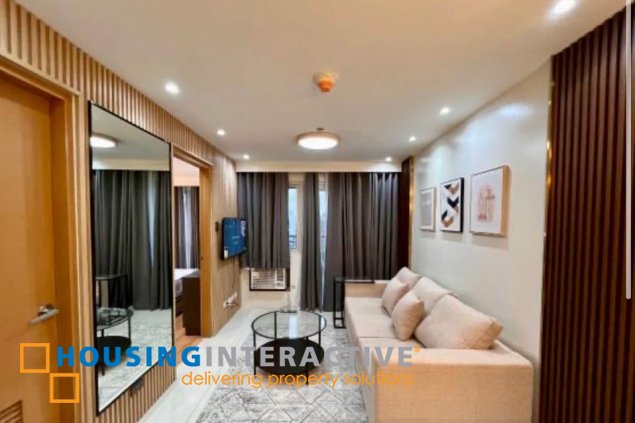 fully furnished 1br unit with balcony and parking for lease in time square west