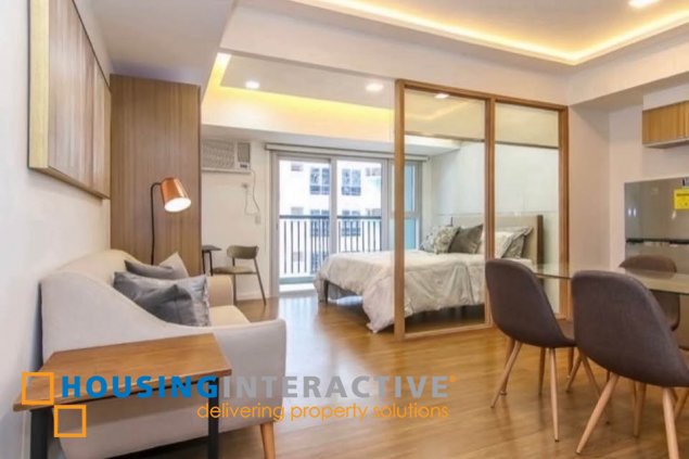 furnished studio unit with balcony for lease in one maridien