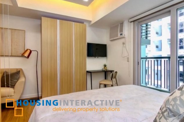 furnished studio unit with balcony for lease in one maridien